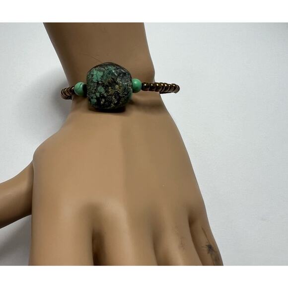 NEW Handmade Turquoise Beaded Adjustable Wrap Bracelet - Picture 1 of 7